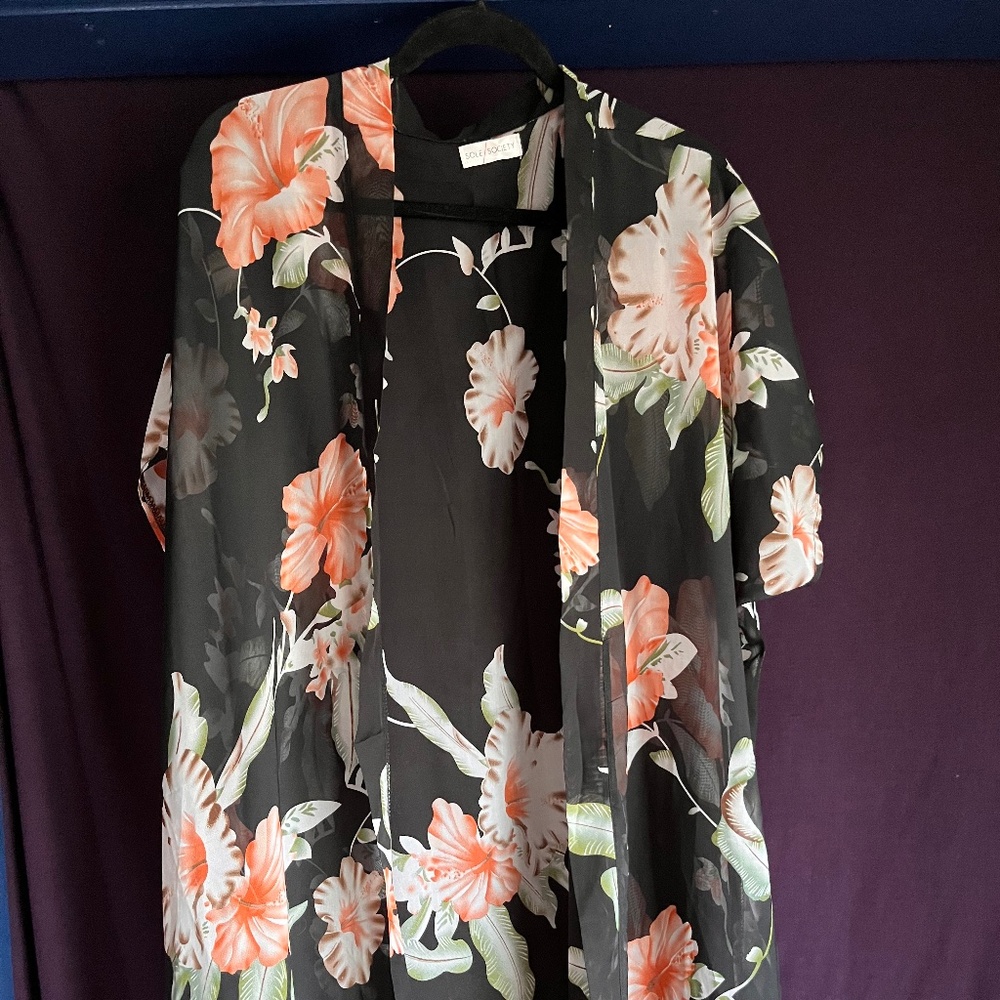Floral Sheer Kimono Robe